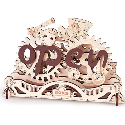 Afbeelding van Robotime ROKR Open Close Sign LK506 Knutselen DIY Houten bouwpakket Volwassenen Creatief