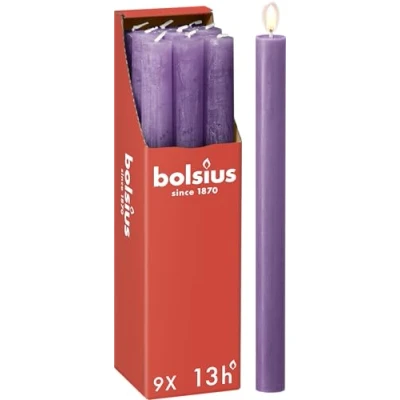 Afbeelding van Bolsius Dinerkaars Rustiek Vibrant Violet 27 cm 9 Stuks