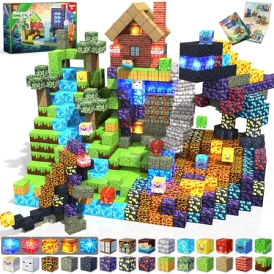 Afbeelding van Magneverse Construction Magnetique Enfant 150 Pièces Blocs de Magnétiques Forest Dinosaur Montessori Jouet pour Enfants 3 à 9 Ans, Cadeau Pâques Garçon et Fille