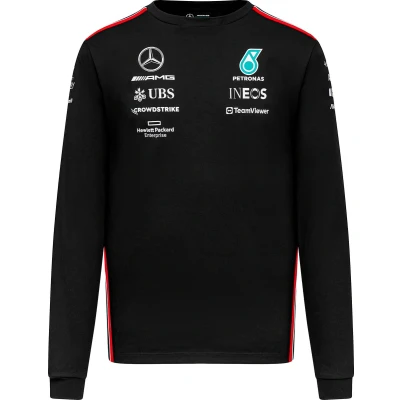 Afbeelding van Mercedes Longsleeve Teamline T shirt zwart 2023 L Lewis Hamilton George Russel Formule 1
