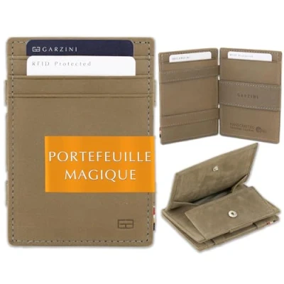 Afbeelding van Garzini Kleingeld Portemonnee heren en dames leder, Kaarthouder RFID, Portefeuille 12 kaarten, Grijs
