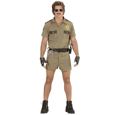 Afbeelding van Widmann Politie &amp; Detective Kostuum Brandon Agent California Highway Petrol Bruin Man Small Carnavalskleding Verkleedkleding