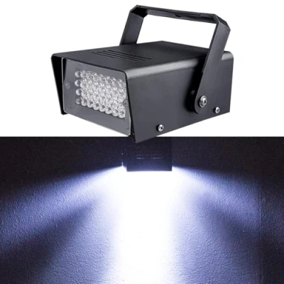 Afbeelding van Set van 32 leds, stroboscoop, dj, lichtspel voor avond, wit, stroomboscoop, flits, discolampen kamer, projector, avondverlichting feestjes