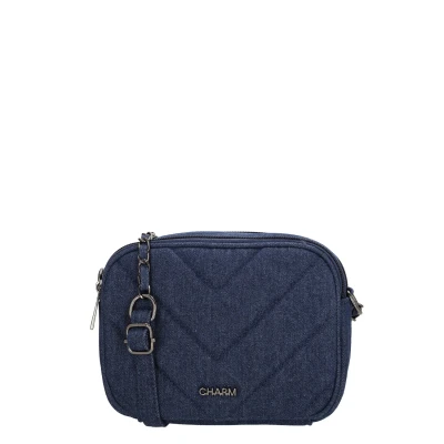 Afbeelding van Charm London Hollywood Schoudertas Crossbody Camerabag Spijkerstof Blauw