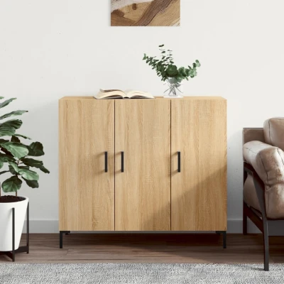 Afbeelding van Dressoir 90x34x80 cm bewerkt hout sonoma eikenkleurig