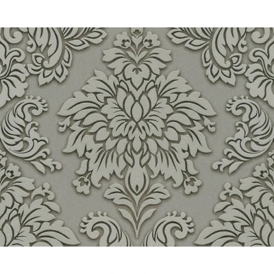 Afbeelding van ORNAMENTEN BEHANG Barok grijs beige taupe zilver glitter A.S. Création Metropolitan Stories