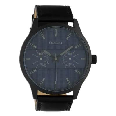 Afbeelding van OOZOO Timepieces zwarte horloge met leren band C10539