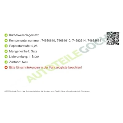 Afbeelding van Krukaslagerset KOLBENSCHMIDT 87403614