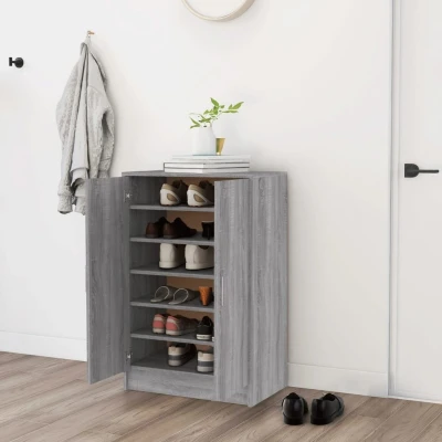 Afbeelding van Schoenenkast 60x35x92 cm bewerkt hout grijs sonoma eikenkleurig