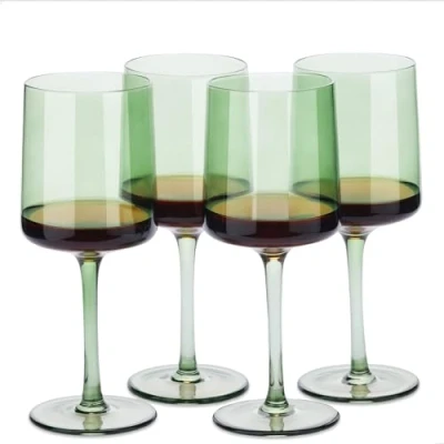 Afbeelding van Navaris set van vier Wijnglazen met hoge voet Voor wijn, cocktails, of desserts Groen