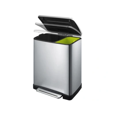 Afbeelding van Eko E Cube pedaalemmer 28 en 18 liter mat RVS