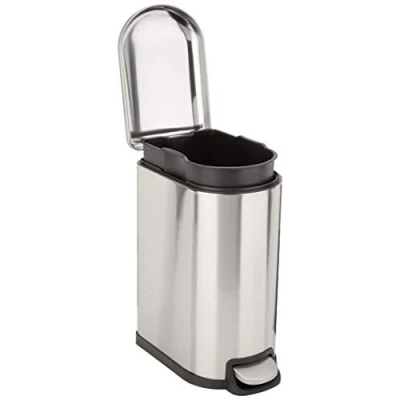 Afbeelding van Amazon Basics Rechthoekige afvalbak met zachte sluiting, voor smalle ruimtes, 10 l