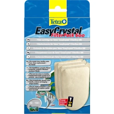 Image de Tetra EasyCrystal Filter Pack de 600 tampons filtrants pour filtre intérieur Timestrip intégré avec indicateur changement Convient les aquariums 50 à 150 litres