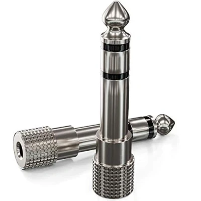 Afbeelding van deleyCON 2 x adapter stereo audio jack 6,3 mm naar 3,5 hifi stekker ontvanger hoofdtelefoon home cinema zilver