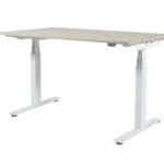Afbeelding van Lectro Plus bureau, zit sta (64 130cm) hoogte verstelbaar dmv elektromotoren met 160x80cm robson eiken 25mm blad en wit (RAL9010) frame