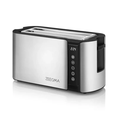 Afbeelding van Zeegma Tostee Chef Easy Broodrooster 4 Sleuven 1500W Touchscreen Bedieningspaneel Opzetstuk voor Broodjes 7 Bruiningsstanden LED display Kruimellade Automatische Uitschakeling