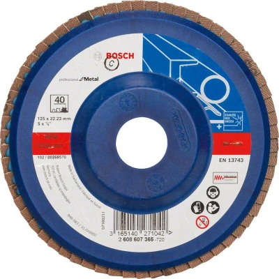 Image de BOSCH 2608607365 plateau de ponçage à lamelles X551 Expert pour métal, diamètre 125 mm, grain 40, type droit