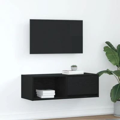 Afbeelding van vidaXL TV meubel 80x31x25,5 cm spaanplaat zwart eikenkleurig