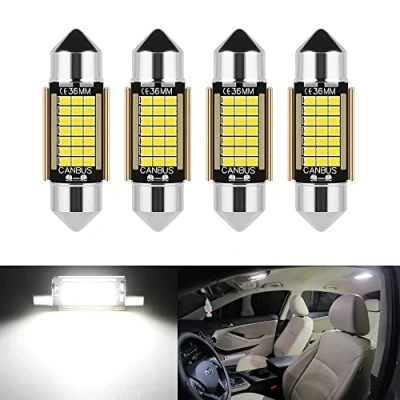 Afbeelding van 4 stuks C5W LED Festoon lampen 36 mm Canbus 12 V 6000 K wit super glanzend voor auto binnenverlichting en kentekenplaatverlichting foutloos geen polariteit