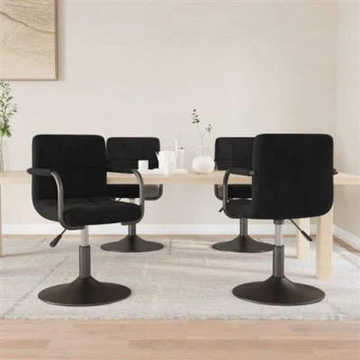 Afbeelding van vidaXL Eetkamerstoelen draaibaar 4 st fluweel zwart