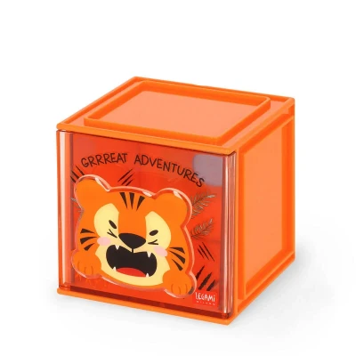 Afbeelding van Legami Stapelbare Opbergdoos Voor Op Het Bureau Cutie Cube Tiger