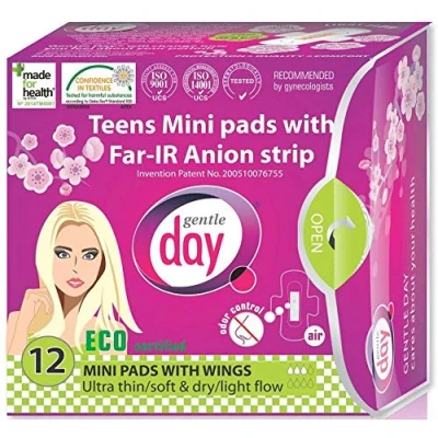 Afbeelding van Gentle Day Tiener mini Maandverband Normaal bloedverlies Regular Ecologisch Vegan Natuurlijk 40 ml