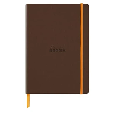 Afbeelding van RHODIA 117384C Notitieboek, zacht, brons, A5, gelinieerd, 160 pagina&#039;s, licht papier, ivoorkleurig, 90 g/m², bladwijzer, elastische sluiting, omslag van kunstleer, collectie Rhodiarama