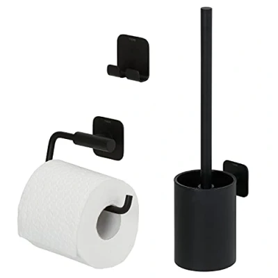 Afbeelding van Tiger Colar Toiletaccessoireset Toiletborstel met houder Toiletrolhouder zonder klep Handdoekhaak Zwart