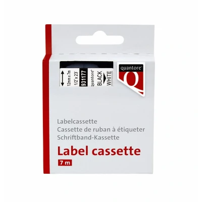 Afbeelding van Labeltape Quantore 45013 12mmx7m zwart op wit