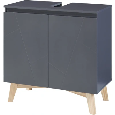 Afbeelding van Wastafelonderkast Overath 60x60x30 cm grijs en houtkleurig [en.casa]