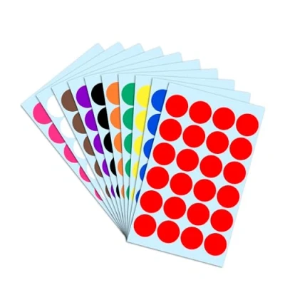 Afbeelding van 25 mm ronde zelfklevende stickers 10 kleuren, 1200 stuks