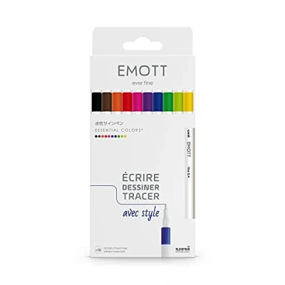 Afbeelding van Uni Emott Fineliner stiften Essentiële kleuren set van 10