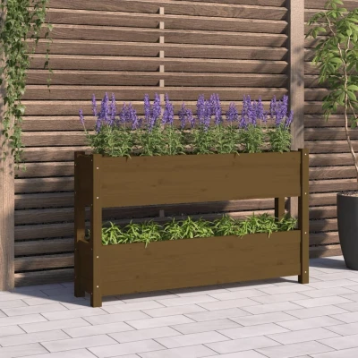 Afbeelding van Plantenbak 112x25x66 cm massief grenenhout honingbruin