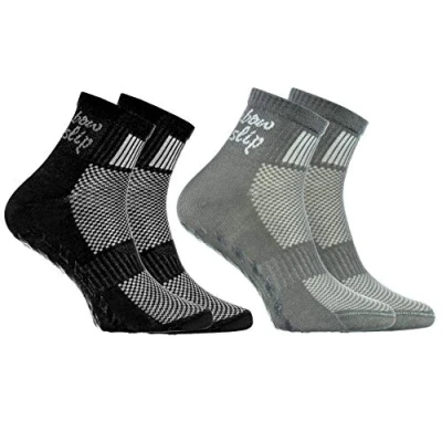 Afbeelding van Rainbow Socks Jongens en meisjes antislip katoenen sportsokken, 2 x zwart/grijs