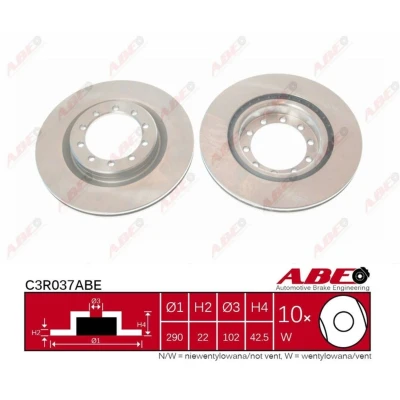 Afbeelding van ABE C3R037ABE Remschijf Vooras 290 22 10 120 Geventileerd High carbon RENAULT: Master Pro Van