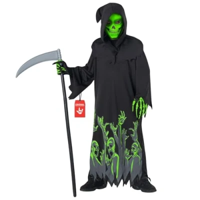 Afbeelding van Morph Kind Magere Hein Vermomming, Kostuum, Skelet Jongen Halloween Vermomming Maat S