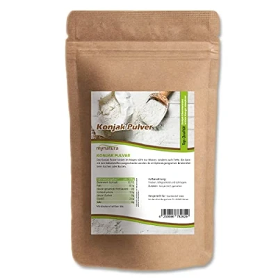 Afbeelding van Mynatura Konjac poeder, wortelpoeder, konjacwortel, konjacmeel, glutenvrij, alternatief konjacpoeder, in zak (250 g)