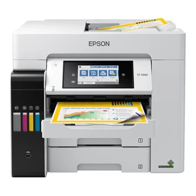 Image de Epson EcoTank Pro ET 5885 Imprimante multifonctions couleur jet d&#039;encre ITS A4/Legal (support) jusqu&#039;à 25 ppm (impression) 250 feuilles 33.6 Kbits/s USB, LAN, Wi Fi, hôte NFC