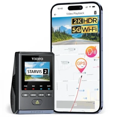 Afbeelding van VIOFO A119 Mini 2 Dash Cam Front 2,7 K 5 GHz WLAN, 2K 60 fps/HDR 30 fps Voice Control, STARVIS Enhanced Night Vision, 1,5 inch LCD Verborgen Car, GPS Car Camera