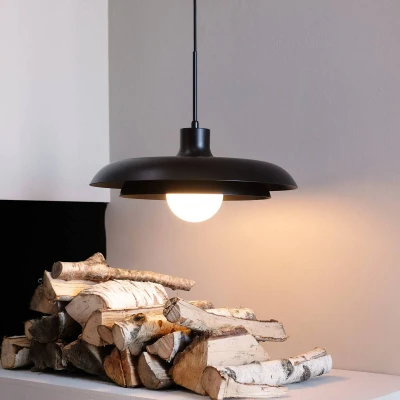 Afbeelding van Dyberg Larsen hanglamp Ava, zwart, metaal, Ø 44 cm