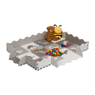 Afbeelding van Relaxdays speelmat puzzel met opstaande rand dinosaurus schuimrubber zonder bpa