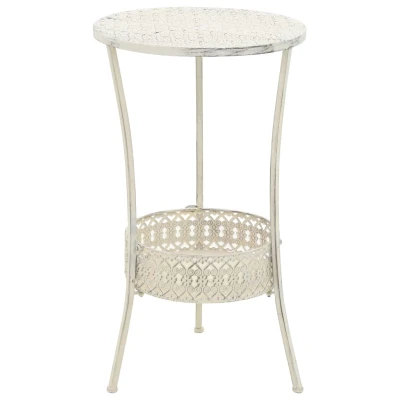 Afbeelding van Bistrotafel vintage stijl rond 40x70 cm metaal wit