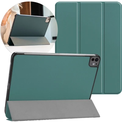 Afbeelding van iMoshion Tablet Hoes Geschikt voor iPad Pro 13 (2024) M4 Trifold Bookcase Donkergroen