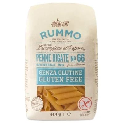 Image de Rummo Pasta Penne rigate n. 66 senza Glutine, sans gluten, 100 % pâtes italiennes 400 g + Italian Gourmet polpa