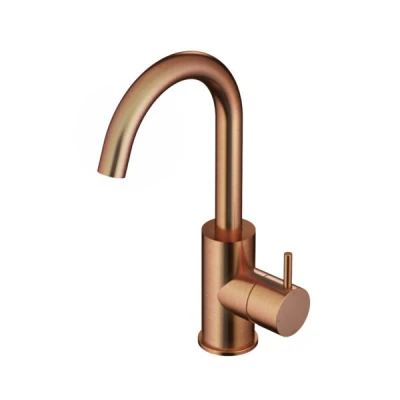 Afbeelding van HotBath Cobber wastafelmengkraan 27.8cms met draaibare uitloop zonder waste Geborsteld koper PVD