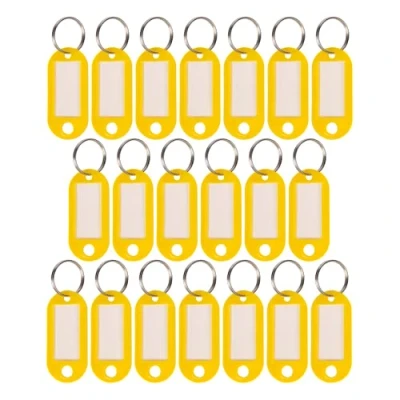 Afbeelding van WINTEX Sleutelhanger met Labels 20 stuks Heavy Duty Sleutelringen Gekleurde ring en etiket Geel