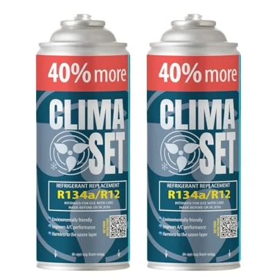Afbeelding van ClimaSet Sostitutiva del Gas R134a Aria Condizionata Auto Ricarica Clima koelmiddel 2 x 235 g. Bombolette Eco