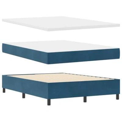 Afbeelding van vidaXL boxspring bed met matras &amp; bank donkerblauw 140x190 cm fluweel