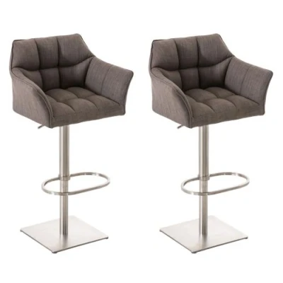 Image de CLP Lot de 2 tabourets bar Damaso en tissu , Acier inoxydable/Gris