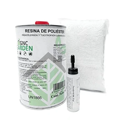 Afbeelding van GNCGarden Reparatieset van polyester 1 kg (1 hars + m² mat 300 25 g katalysator)